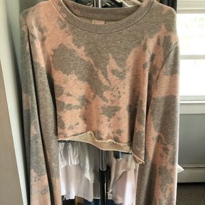 Cropped tie-dye Balloon-sleeve Sweatshirt